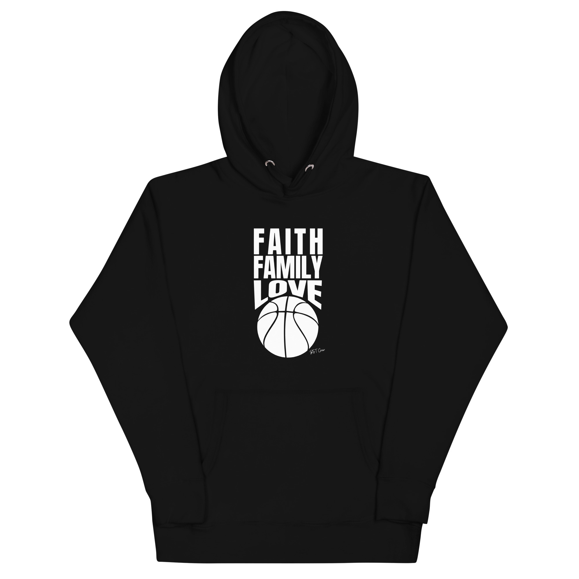 BST Gear faith family love basketball tee black front
